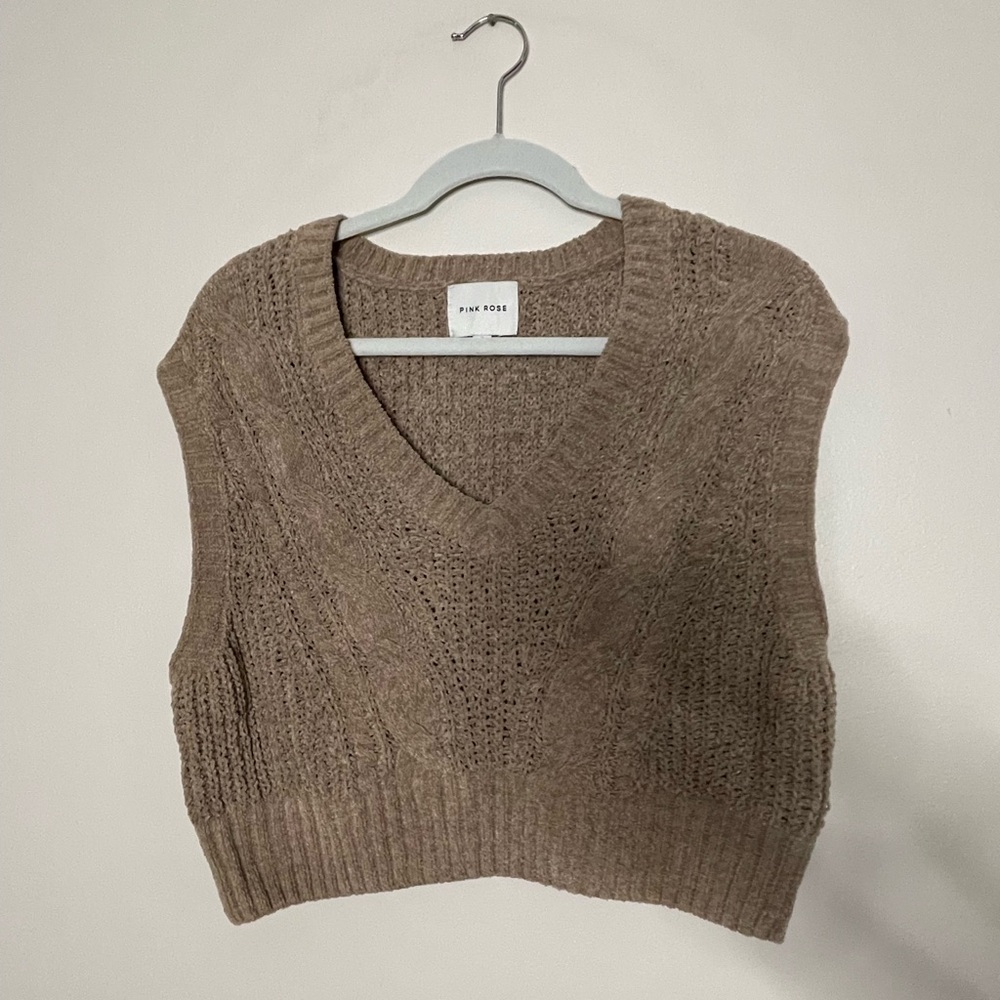 Pink Rose Women's Brown Sweater Vest